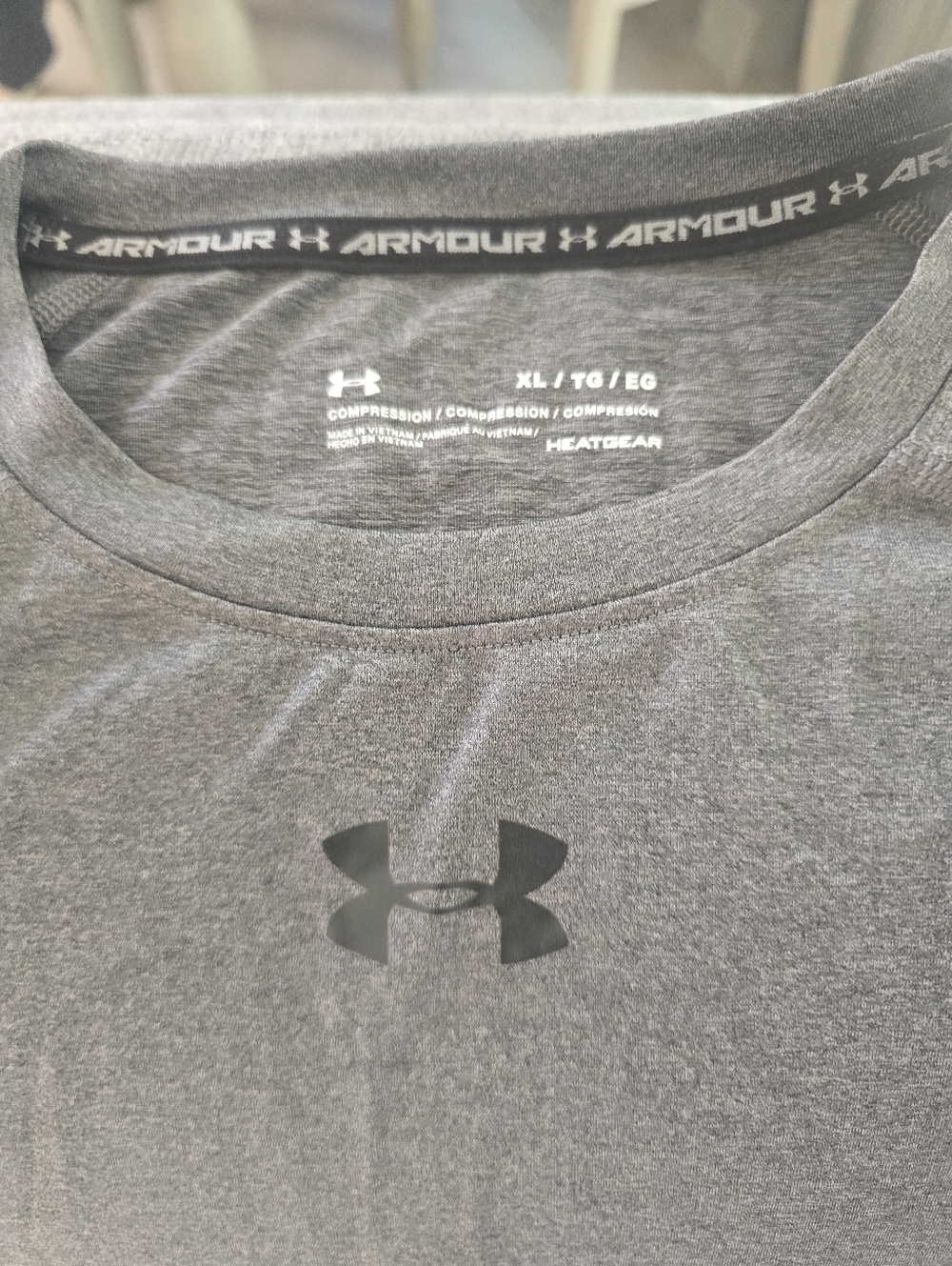 Under Armour Gray Performance Compression Tee with Center Logo - Picture 2 of 5